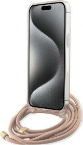 Guess Guess GUHCP15LHC4SEP iPhone 15 Pro 6.1" różowy/pink hardcase Crossbody Cord 4G Print 4