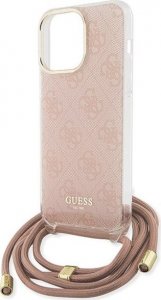 Guess Guess GUHCP15LHC4SEP iPhone 15 Pro 6.1" różowy/pink hardcase Crossbody Cord 4G Print 5