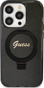 Guess Guess GUHMN61HRSGSK iPhone 11 / Xr 6.1" czarny/black hardcase Ring Stand Script Glitter MagSafe 1