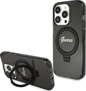 Guess Guess GUHMP13XHRSGSK iPhone 13 Pro Max 6.7" czarny/black hardcase Ring Stand Script Glitter MagSafe 1