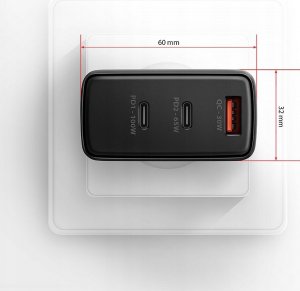 Ładowarka Axagon ACU-DPQ100 Ładowarka sieciowa, GaN 100W, 3x port (USB-A + dual USB-C) PD3.0/QC4+/PPS/Apple, czarna 4