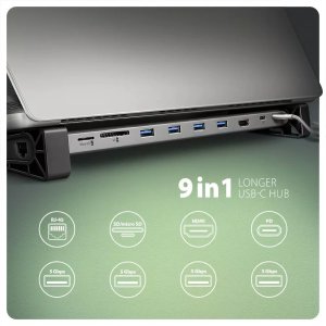 HUB USB Axagon HMC-10HLS Wieloportowy hub USB 9in1 2