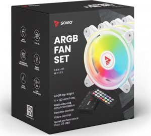Wentylator Savio FAN-01 ARGB Biały 3-pack + Hub + Pilot (SAVGFAN-01 WHITE) 9
