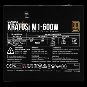 Zasilacz Gamdias Kratos M1-600B ARGB 600W (16210-01000-10000-G) 6