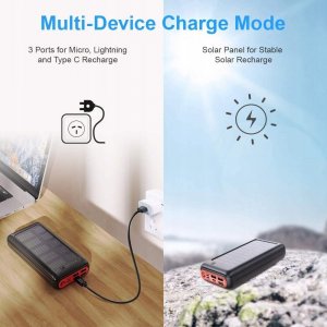 Powerbank Aiko Duży powerbank solarny 30000mAh USB-C panel solarn 4
