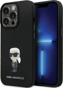 Karl Lagerfeld Karl Lagerfeld KLHCP13LSMHKNPK iPhone 13 Pro / 13 6.1" czarny/black Silicone Ikonik Metal Pin 1