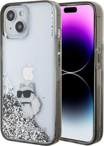 Karl Lagerfeld Karl Lagerfeld KLHCP15SLKCNSK iPhone 15 6.1" transparent hardcase Liquid Glitter Choupette 1