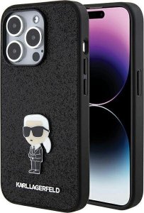 Karl Lagerfeld Karl Lagerfeld KLHCP15LGKNPSK iPhone 15 Pro 6.1" czarny/black hardcase Fixed Glitter Ikonik Logo Metal Pin 1