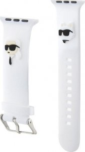 Karl Lagerfeld Pasek KLAWLSLKCNH Apple Watch 42/44/45/49mm biały/white strap 3D Rubber Karl&Choupette Heads 3