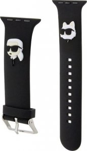 Karl Lagerfeld Pasek KLAWLSLKCNK Apple Watch 42/44/45/49mm czarny/black strap 3D Rubber Karl&Choupette Heads 3