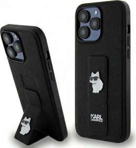 Karl Lagerfeld Karl Lagerfeld KLHCP13LGSACHPK iPhone 13 Pro / 13 6.1" czarny/black hardcase Gripstand Saffiano Choupette Pins 1