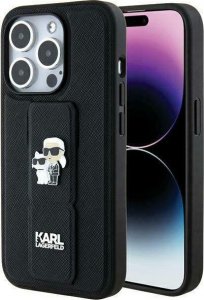 Karl Lagerfeld Karl Lagerfeld KLHCP13LGSAKCPK iPhone 13 Pro / 13 6.1" czarny/black hardcase Gripstand Saffiano Karl&Choupette Pins 1