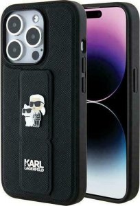 Karl Lagerfeld Karl Lagerfeld KLHCP13XGSAKCPK iPhone 13 Pro Max 6.7" czarny/black hardcase Gripstand Saffiano Karl&Choupette Pins 1