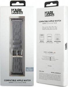 Karl Lagerfeld Karl Lagerfeld Pasek KLAWMSAKLHPG Apple Watch 38/40/41mm srebrny/silver strap Saffiano Monogram 3