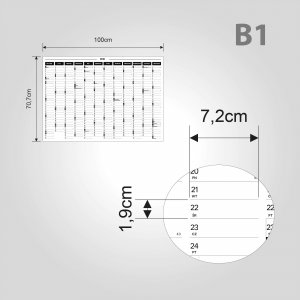 Kalendarz adwentowy PremiumAd Planer ścienny kalendarz 2024 B1 suchościeralny poziomy B&W 1