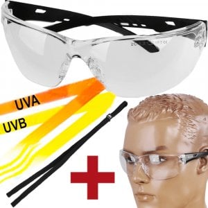 tomdorix Okulary Strzeleckie ASG Wojskowe Przeźroczyste Gogle Taktyczne Filtr UV + Smycz 1