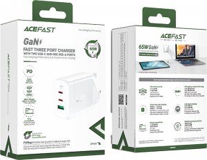 Ładowarka Acefast Acefast ładowarka GaN 65W 3 porty (1xUSB, 2xUSB C PD) wtyczka UK biała (A44) 6