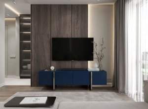 Meble Lindner Meble Lindner Szafka RTV Nowoczesna Komoda RTV Glamour Granatowy Mat 180 cm 4