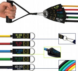 KUDDA 5 GUM OPOROWYCH DO ĆWICZEŃ gumy fitness bands DO 100KG 3