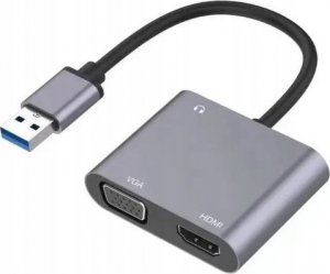 HUB USB Spreest Adapter Przejściówka USB-A 3.0 na HDMI VGA JACK 2K 1