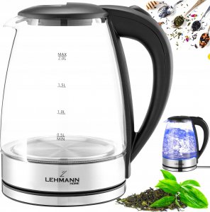 Czajnik Lehmann CZAJNIK ELEKTRYCZNY BEZPRZEWODOWY SZKLANY 2200W DUŻY 2L PODŚWIETLENIE 13