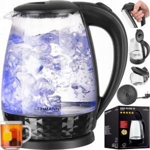 Czajnik Lehmann CZAJNIK ELEKTRYCZNY BEZPRZEWODOWY SZKLANY DUŻY 2L PODŚWIETLENIE LED 2200W 14