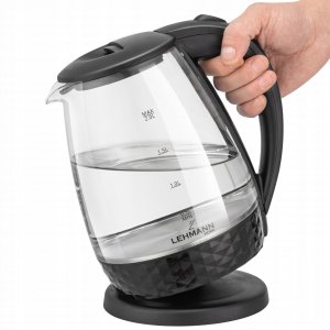Czajnik Lehmann CZAJNIK ELEKTRYCZNY BEZPRZEWODOWY SZKLANY DUŻY 2L PODŚWIETLENIE LED 2200W 5