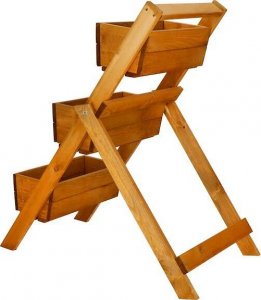 Springos Kwietnik drewniany drabinka impregnowany stojak na kwiaty z 3 donicami ogrodowy UNIWERSALNY 11