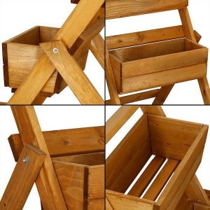 Springos Kwietnik drewniany drabinka impregnowany stojak na kwiaty z 3 donicami ogrodowy UNIWERSALNY 10