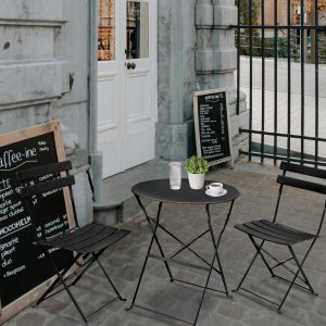 Fancy Garden Zestaw balkonowy Orion stół + 2 krzesła meble do ogrodu Czarny 5