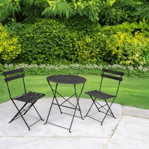 Fancy Garden Zestaw balkonowy Orion stół + 2 krzesła meble do ogrodu Czarny 7