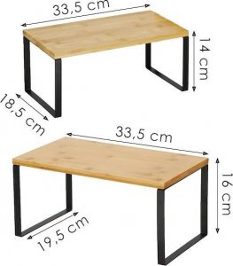 Springos Półki kuchenne bambusowe 2 szt. regały na stół, blat organizery na przyprawy UNIWERSALNY 12