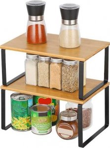Springos Półki kuchenne bambusowe 2 szt. regały na stół, blat organizery na przyprawy UNIWERSALNY 6
