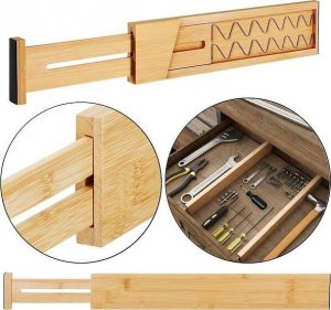 Springos Przegrody do szuflady 4 szt. separatory bambusowe organizery jasnobrązowe UNIWERSALNY 4