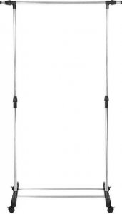 Springos Wieszak na ubrania, na kółkach, mobilny stojak teleskopowy na odzież aluminiowy UNIWERSALNY 11