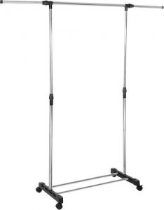 Springos Wieszak na ubrania, na kółkach, mobilny stojak teleskopowy na odzież aluminiowy UNIWERSALNY 6