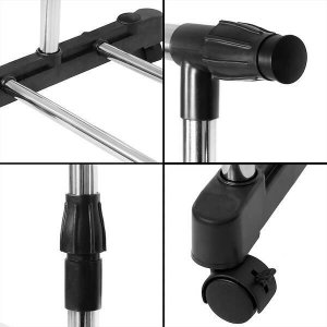 Springos Wieszak na ubrania, na kółkach, mobilny stojak teleskopowy na odzież aluminiowy UNIWERSALNY 9