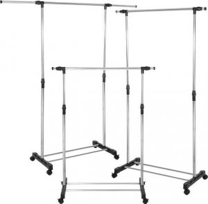 Springos Wieszak na ubrania, na kółkach, mobilny stojak teleskopowy na odzież aluminiowy UNIWERSALNY 10