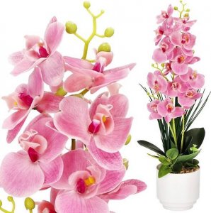 Springos Sztuczny storczyk w doniczce 56 cm orchidea dekoracyjny kwiat różowy UNIWERSALNY 1