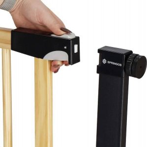 Springos Bramka zabezpieczająca schody 75-103 cm bramka rozporowa brązowo-czarna UNIWERSALNY 10
