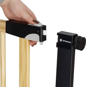 Springos Bramka zabezpieczająca schody 75-110 cm bramka rozporowa brązowo-czarna UNIWERSALNY 2