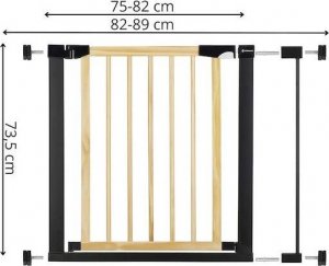 Springos Bramka zabezpieczająca schody 75-89 cm bramka rozporowa brązowo-czarna UNIWERSALNY 3