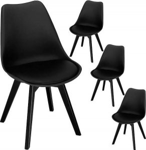 Springos Krzesła skandynawskie 4 szt. do kuchni salonu jadalni Verde z poduszką czarne UNIWERSALNY 1