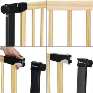 Springos Bramka zabezpieczająca schody 75-82 cm bramka rozporowa brązowo-czarna UNIWERSALNY 10