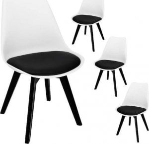 Springos Krzesła skandynawskie 4 szt. do kuchni salonu jadalni Verde z poduszką biało-czarne UNIWERSALNY 1