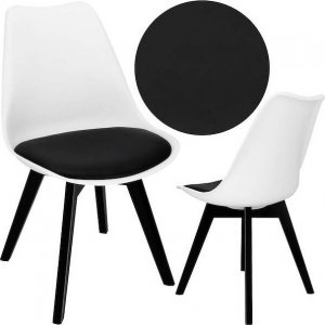Springos Krzesło skandynawskie do kuchni salonu jadalni Verde tapicerowana poduszka biało-czarne UNIWERSALNY 1