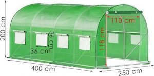 Springos Folia na tunel ogrodowy 4x2,5x2 m zapasowe poszycie na szklarnię UV-4 140gs/m zielone UNIWERSALNY 3