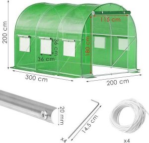 Springos Szklarnia ogrodowa foliowa UV-4 140g/m2 tunel foliak 3x2x2 m zielony UNIWERSALNY 3