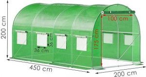 Springos Folia na tunel ogrodowy 4,5x2x2 m zapasowe poszycie na szklarnię UV-4 140gs/m zielone UNIWERSALNY 3