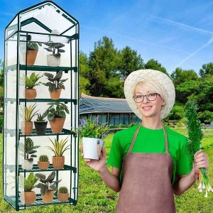 Springos Szklarnia ogrodowa 5 półek z folią 130g/m2 regał balkonowy 190x70x50cm zielony UNIWERSALNY 11